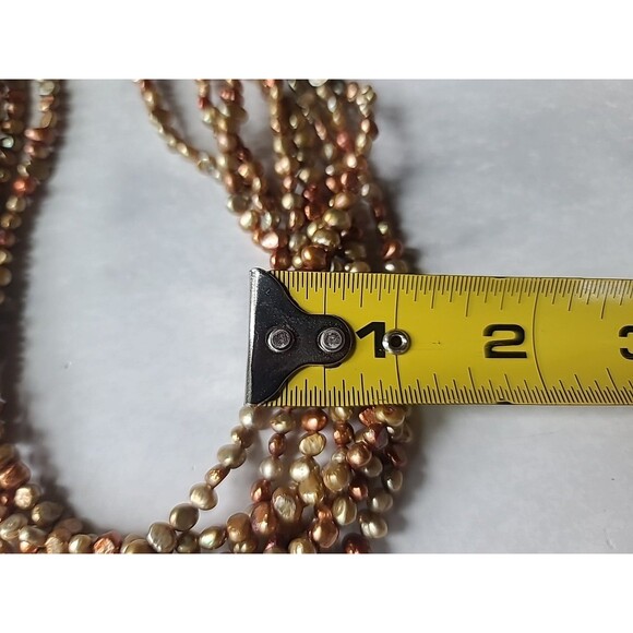 925 Sterling Silver Multistrand & Multicolored Pearl Beaded Necklace Adjustable - Picture 9 of 10